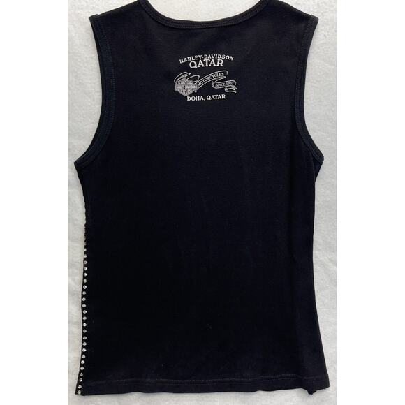 Women’s HARLEY DAVIDSON Tank CRYSTALS On Front & Down Both Sides Doha Qatar Med - Picture 5 of 7